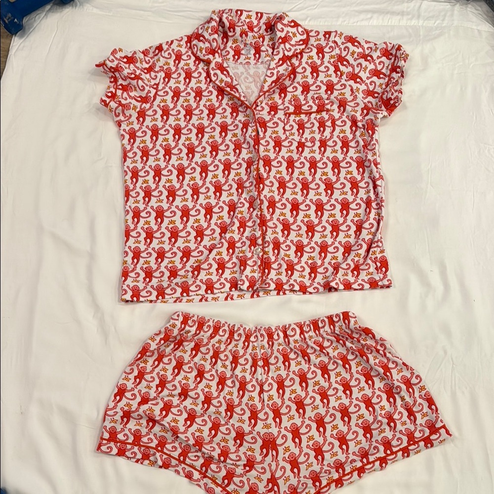 Roller Rabbit Pink and White Sleepwear Pajama Set